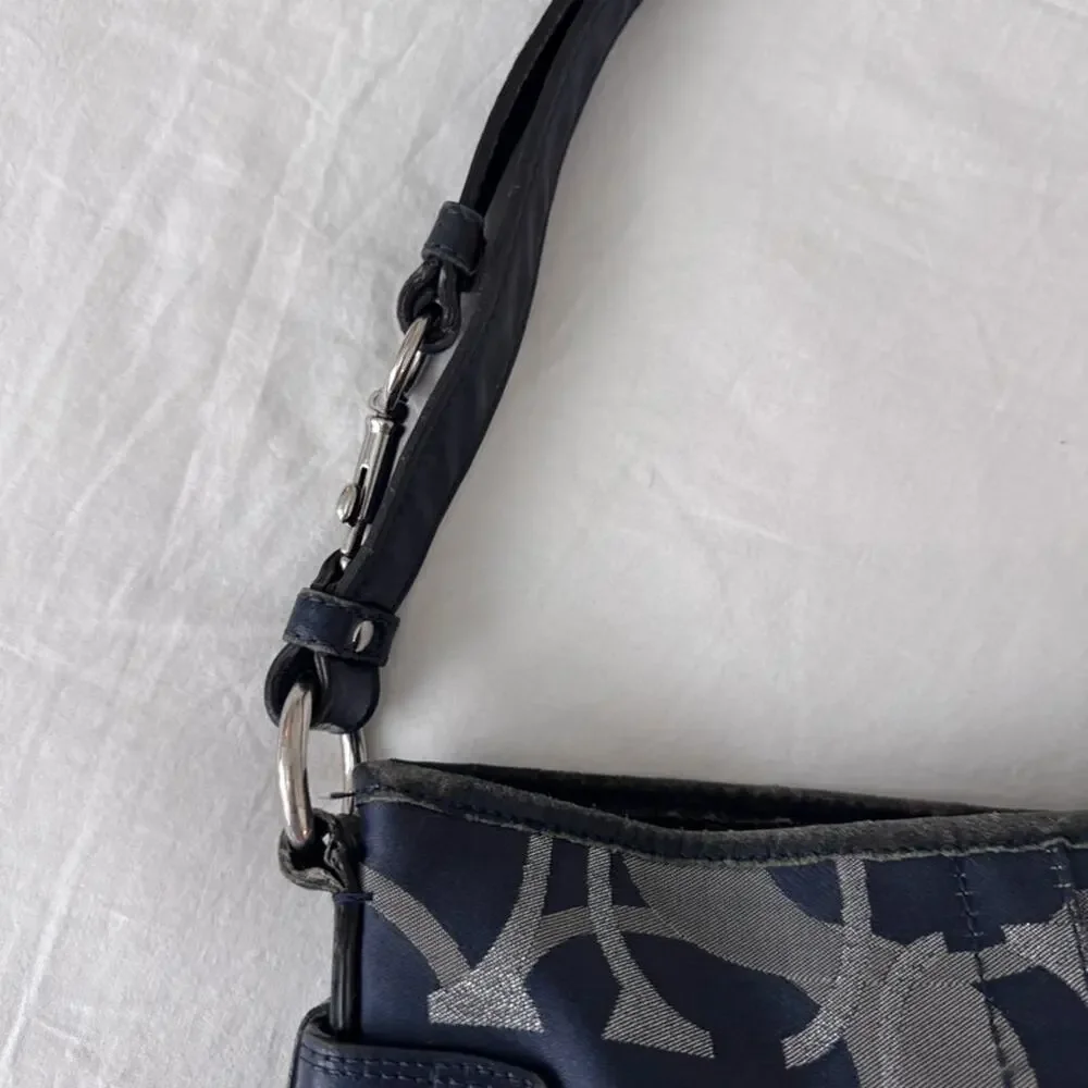 Coach Moto Optic Metallic‎ Chain Navy Signature Jacquard